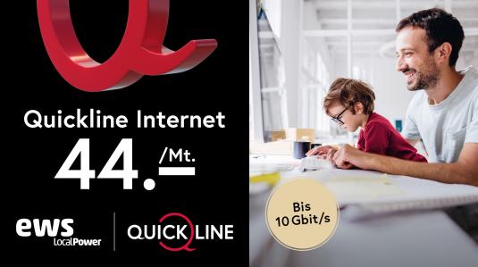 Quickline Internet für 44.-/Mt.